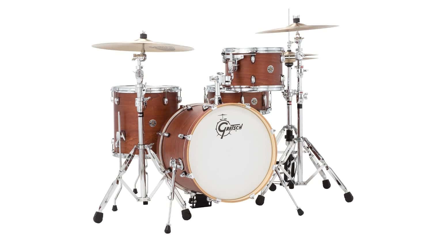 Gretsch Catalina Maple shell pack with hardware and cymbals (not included).