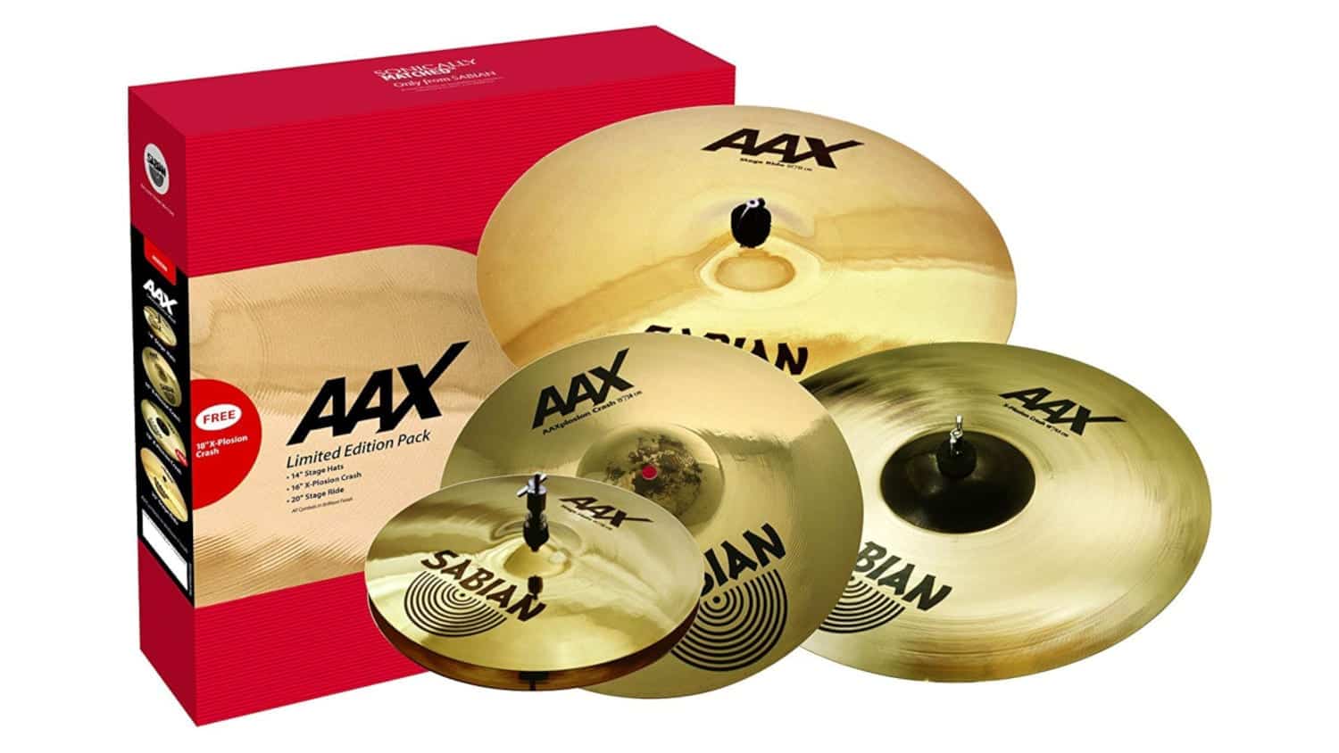 Sabian AAX Performance Set with cymbal display and box