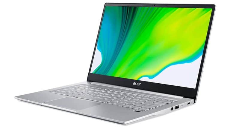 acer-swift-3 open side shot with example screensaver