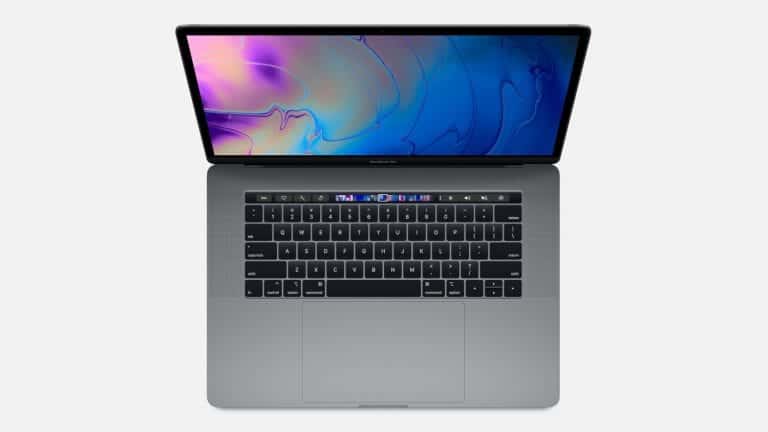 Apple MacBook Pro top down shot of keyboard and Retina display