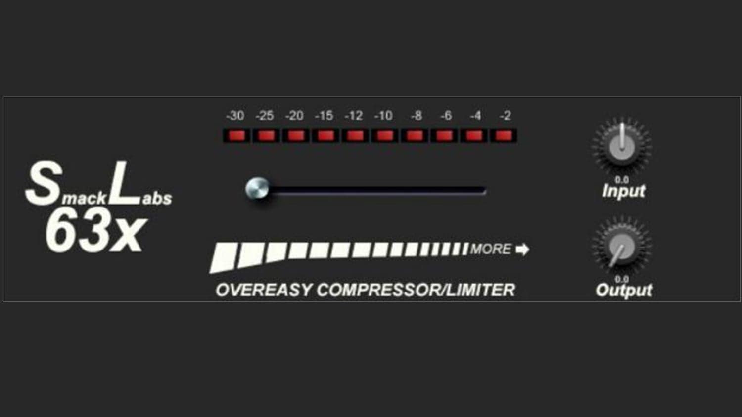 Smacklabs SL63x plugin GUI with controls and horizontal LED metering