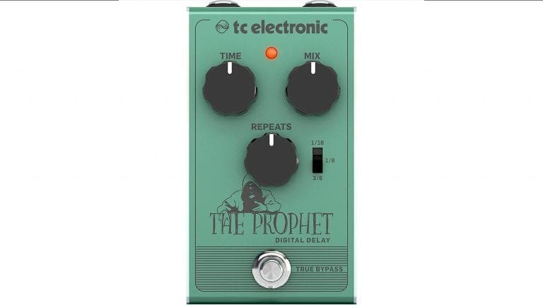 tc electronic the prophet delay with teal enclosure and black control knobs
