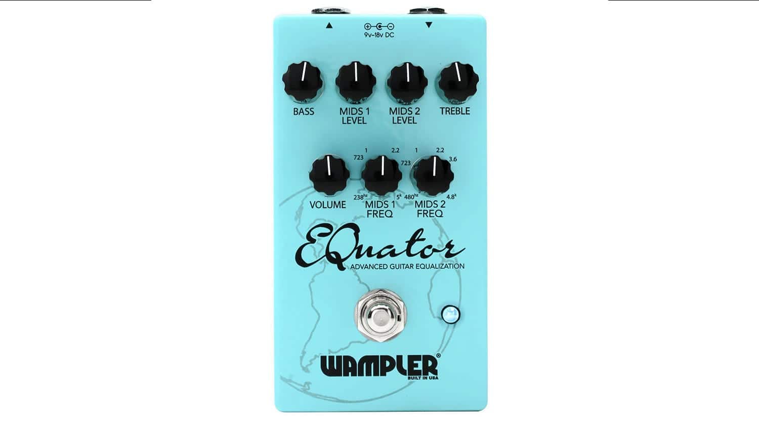 wampler equator with blue enclosure and black control knobs