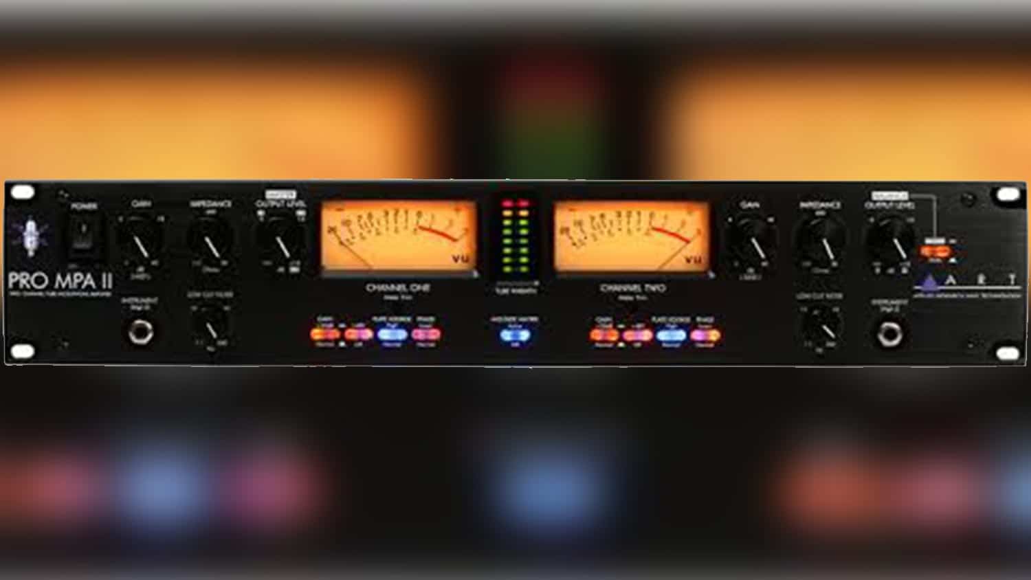 art pro mpa ii two channel preamp front panel with controls and VU meters