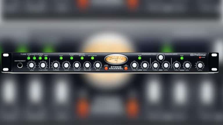 presonus studio channel front shot with controls and metering