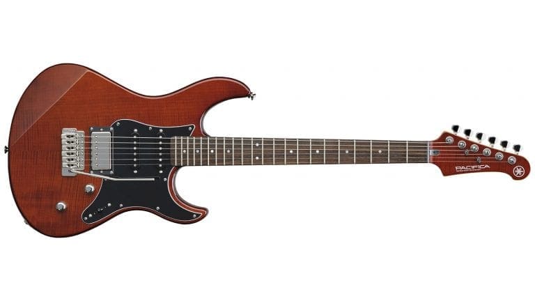 Yamaha PAC612VII Pacifica with maroon body, black pickguard, and rosewood fretboard
