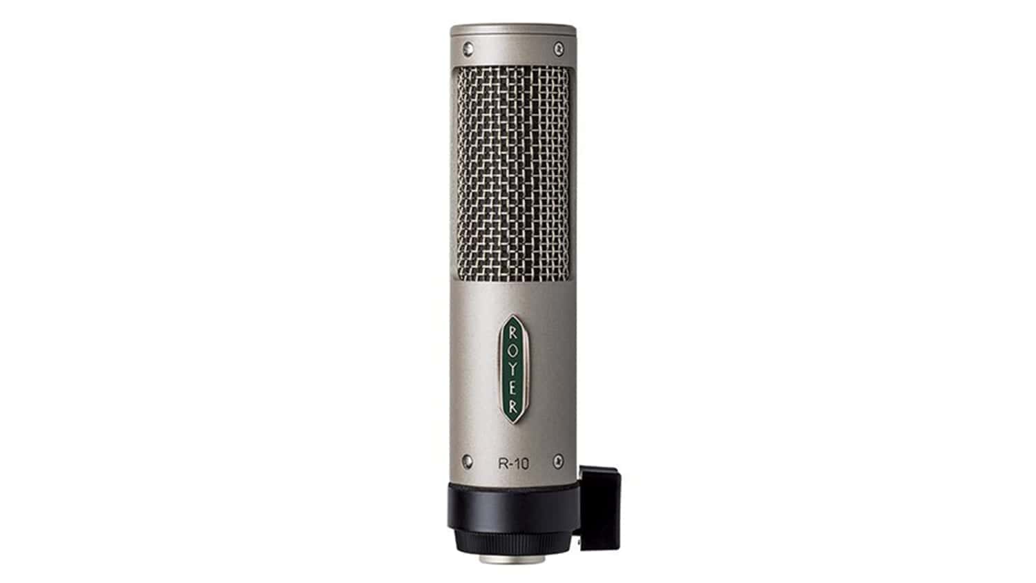 royer labs r10 ribbon microphone with silver enclosure and grille