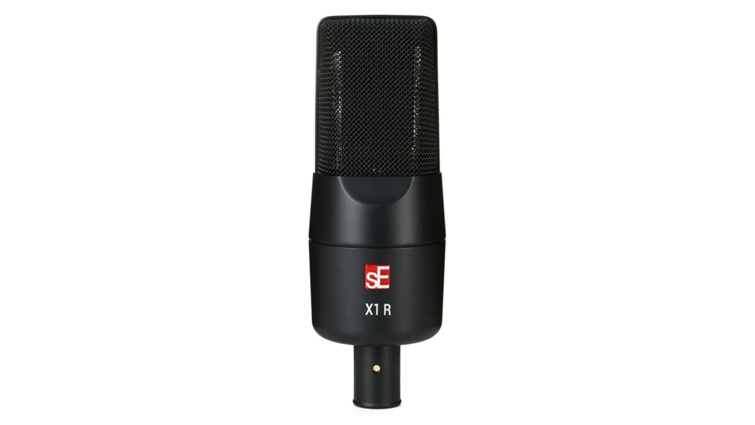 se electronics x1r ribbon microphone with black enclosure, grille, and sE electronics logo