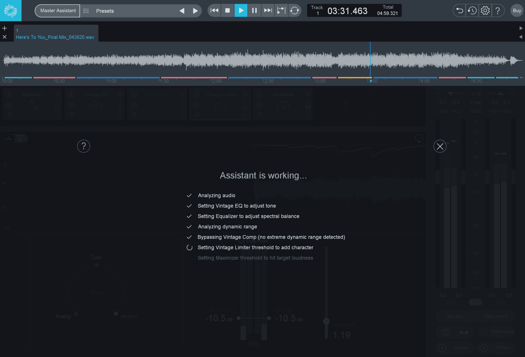 ozone mastering assistant