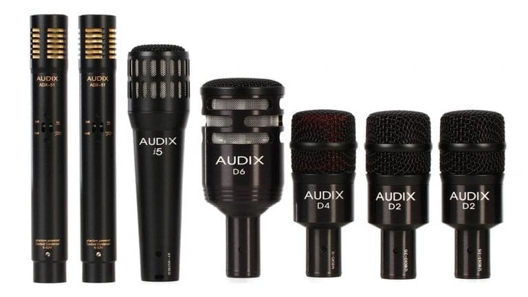 audix dp7 drum microphone kit with microphones side by side