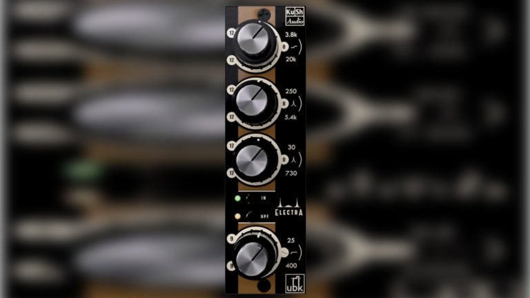 kush audio electra 500 series equalizer with black enclosure and control knobs