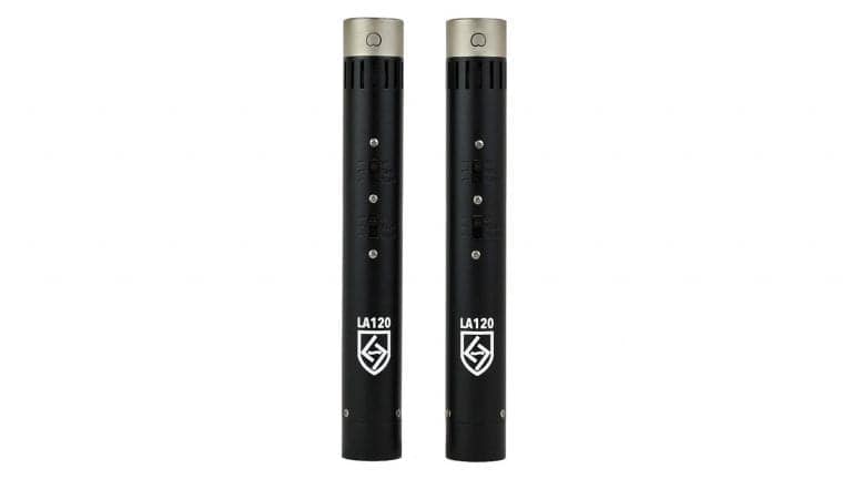 lauten audio la120 small diaphragm condenser microphone pair with black enclosure