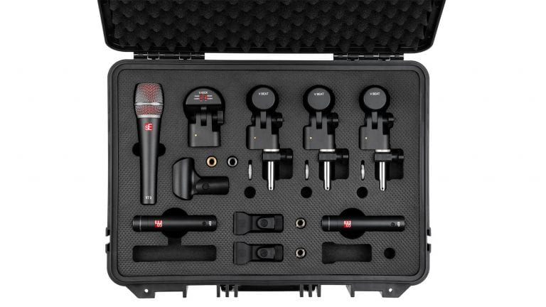 se electronics v pack arena drum microphone kit with travel case in black
