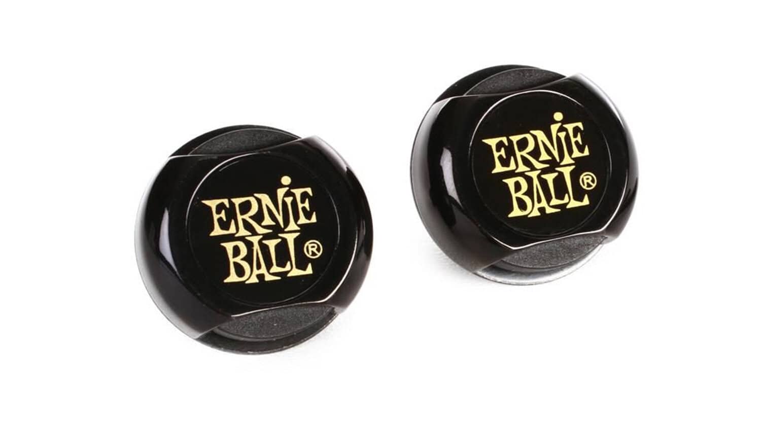 ernie ball super locks in black with yellow Ernie Ball logo