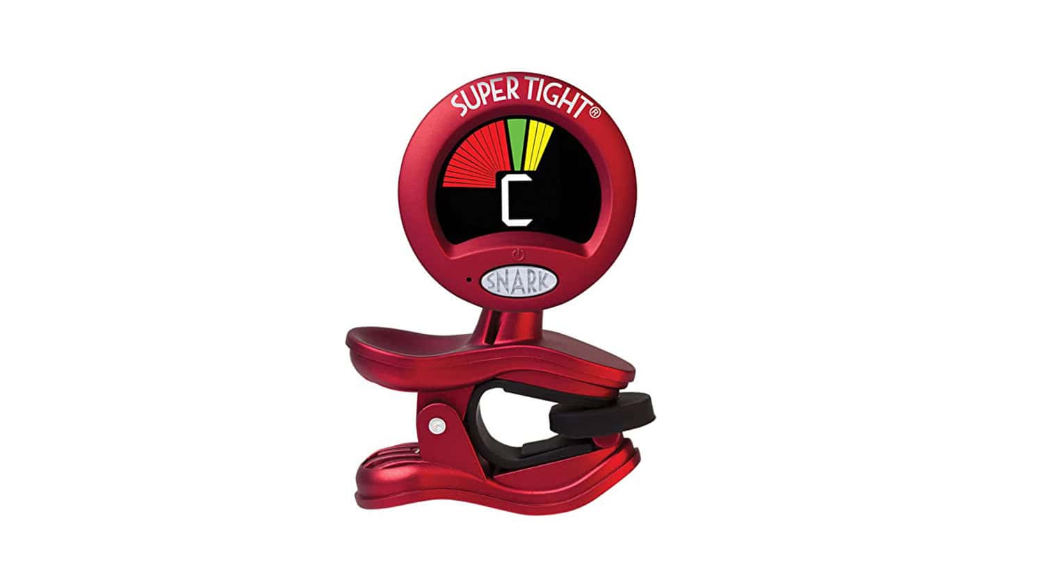 snark st-2 clip-on tuner in red with attachment clip and tuning meter