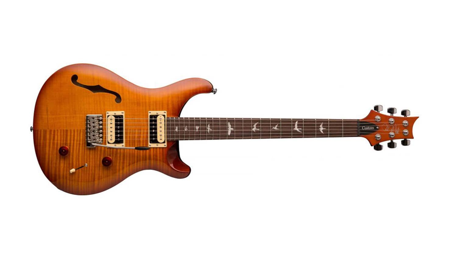 prs se custom 22 semi-hollow guitar with flame finish and rosewood neck