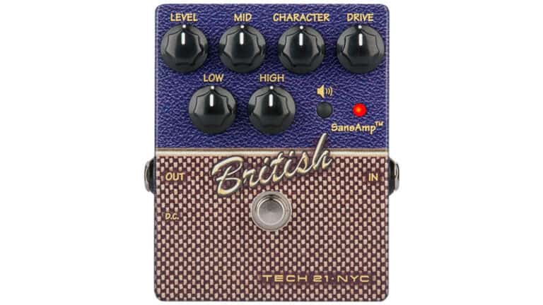 tech21 character series british guitar pedal with argyle graphic that resembles an analog amp