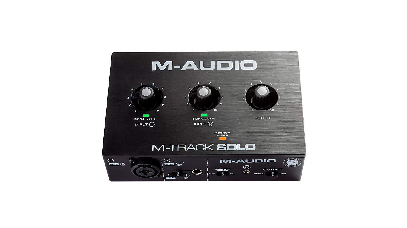 M-Audio M-Track Solo top shot with black enclosure