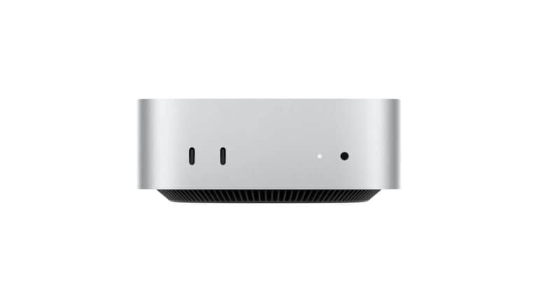 Apple Mac Mini M4 side shot of USB-C and headphone ports