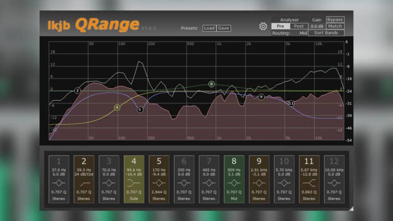 ikjb qrange eq plugin GUI with band points and visualizer