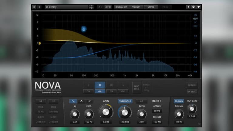 tdr nova eq plugin GUI with controls and analyzer