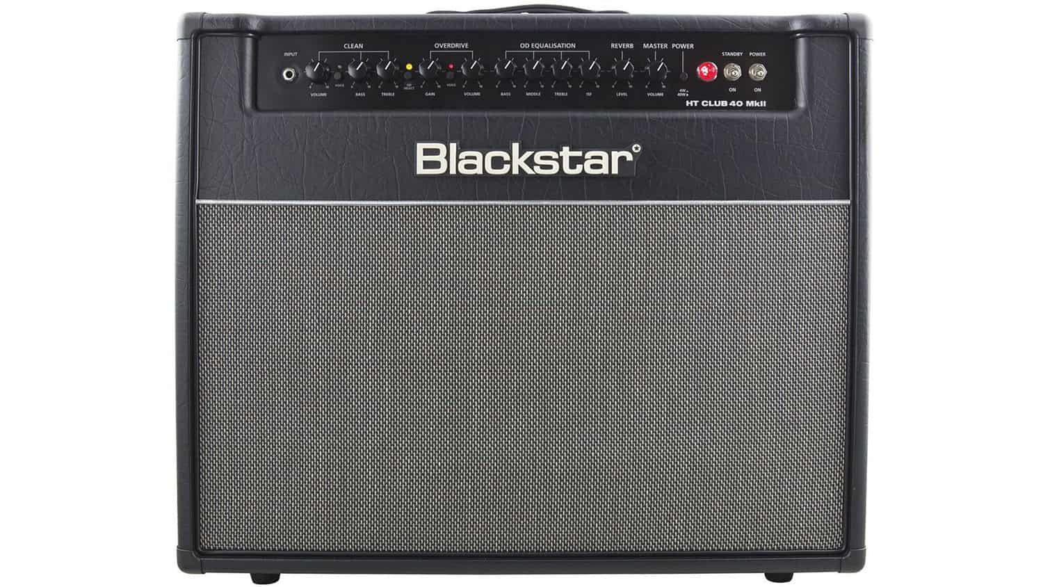 blackstar ht club 40 front shot with gray grille cloth, Blackstar logo, and controls