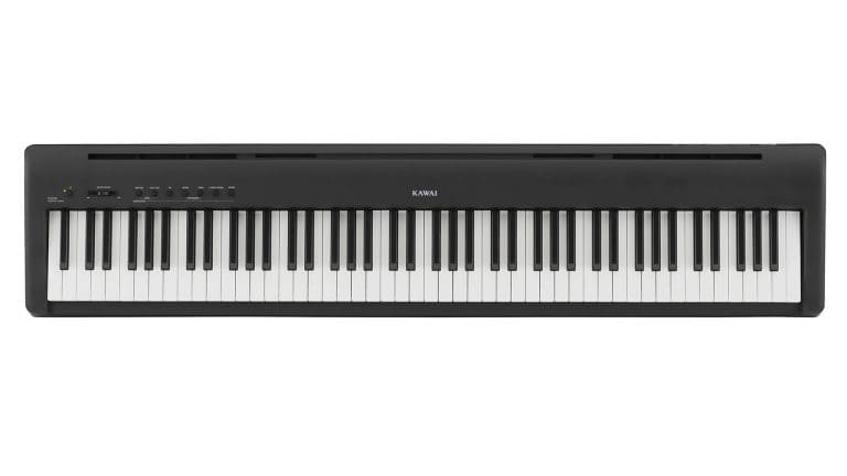 kawai es110 top shot with black enclosure, keybed, and controls