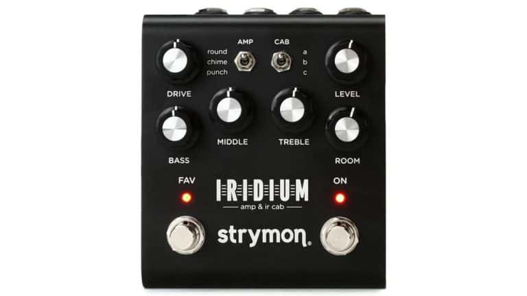 strymon iridium amp modeler with black enclosure, control knobs, and footswitches