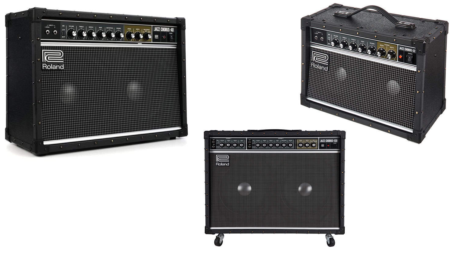 roland jazz chorus guitar amp line front shot with multiple wattage versions