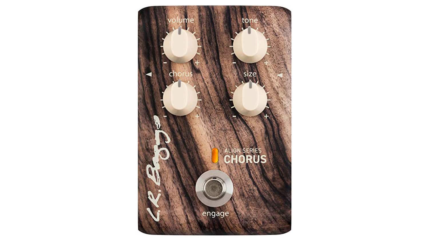 lr baggs align chorus with woodgrain skin and white control knobs