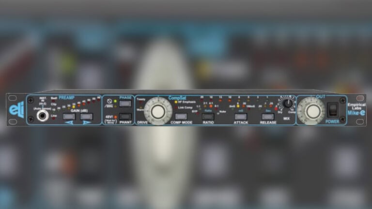 empirical labs mike-e channel strip front shot with controls and metering