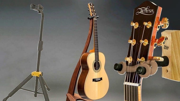 Guitar Stands pictured with acoustic guitars