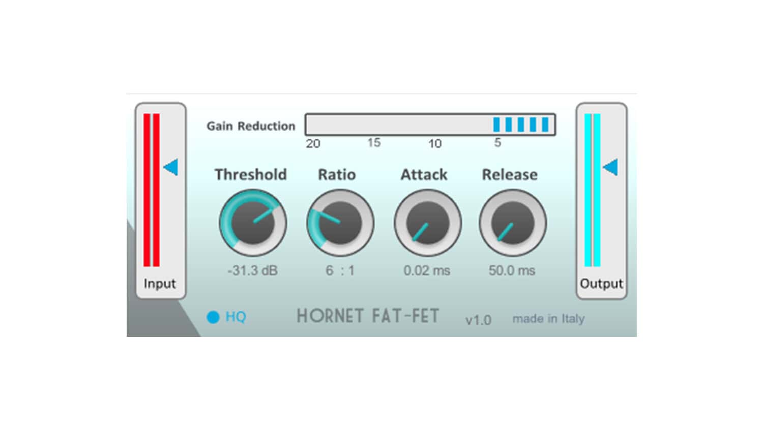 hornet fat fet plugin GUI with metering and control knobs