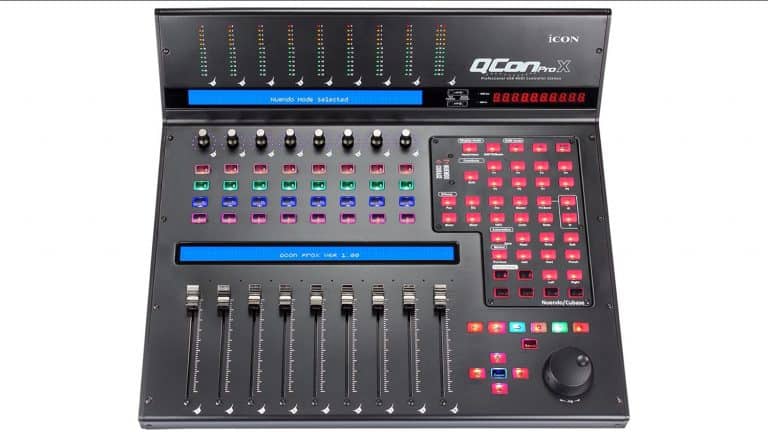 icon-qcon-pro-x control surface with sophisticated control set, backlights, and metering