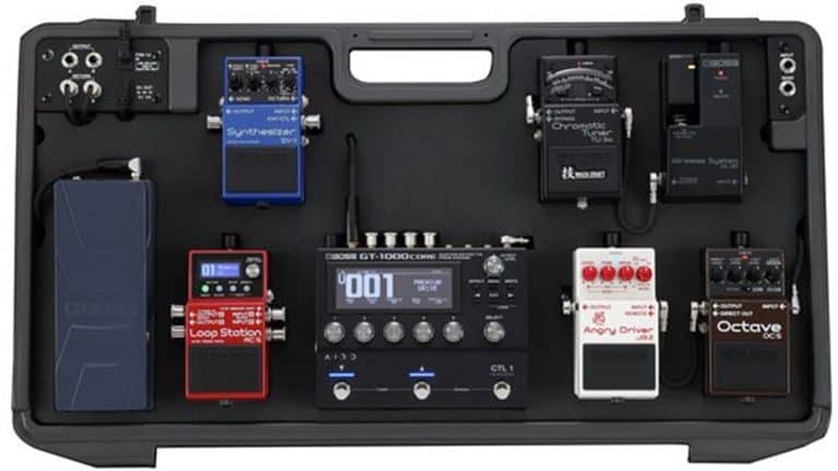 boss-bcb90x pedalboard top down shot with example pedal layout