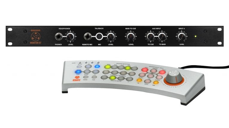 dangerous music monitor st studio monitor controller front panel shot with external control device