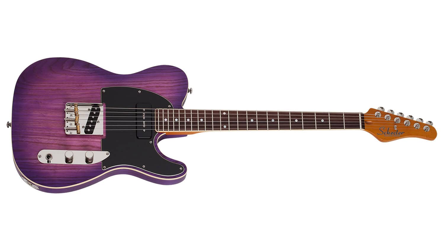 Schecter Guitar Research PT Special with purple finish, black pickguard, and rosewood fretboard