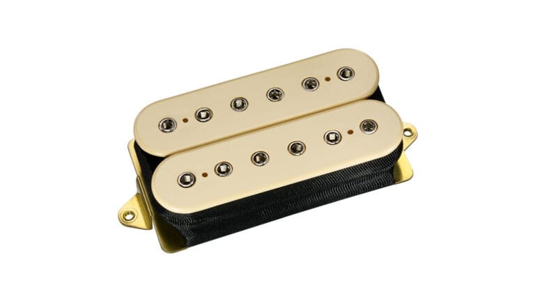dimarzio dp100 super distortion pickup top shot with creme color and polepieces