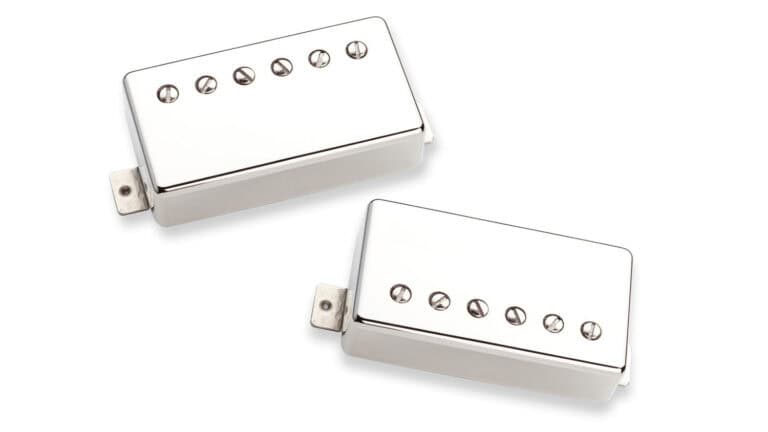 seymour duncan seth lover humbucker pickups top shot with chrome cover and polepieces