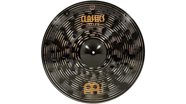 Meinl HCS Ride cymbal top shot with dark finish and Meinl logos
