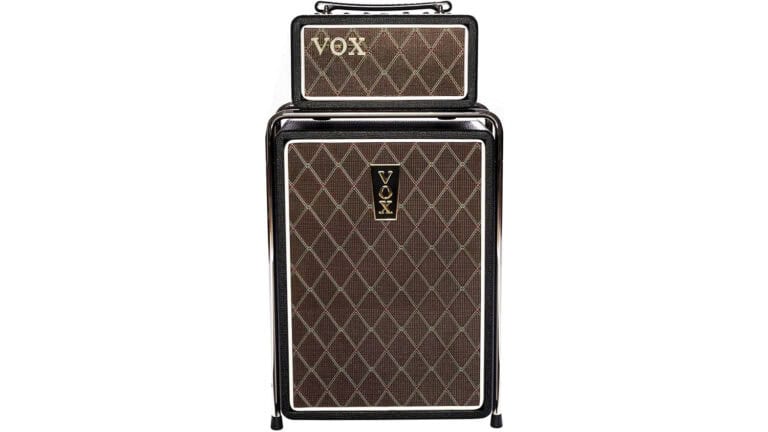 vox superbeetle mini amp head with argyle cloth and Vox logo