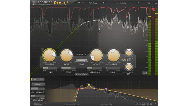 fabfilter pro c2 compressor plugin GUI