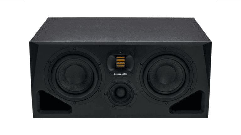 ADAM Audio A77H 7” 3-way monitor front shot with drivers, ports, and ADAM Audio logo