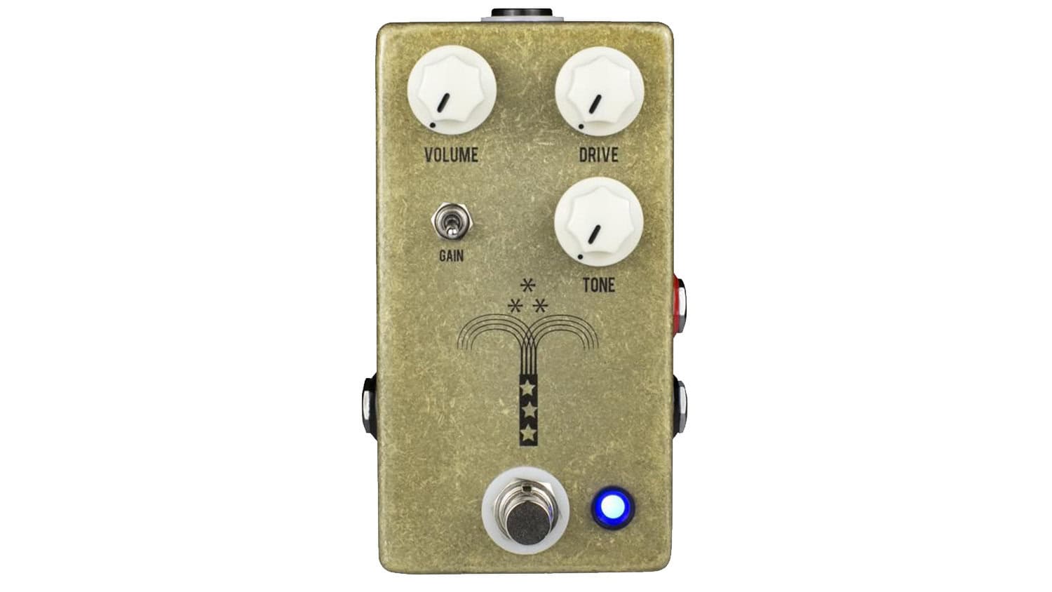 JHS Morning Glory Marshall Bluesbreaker style guitar pedal in gold sparkle enclosure with white control knobs