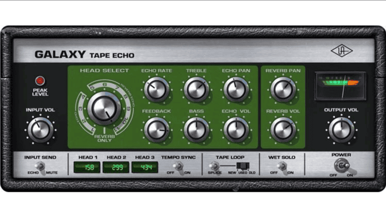 Universal Audio Galaxy Tape Echo GUI that resembles Roland Space Echo hardware