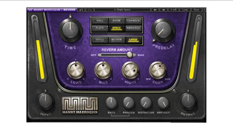 Waves Audio Manny Marroquin Reverb plugin GUI with controls and metering