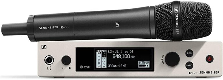 Sennheiser EW 500 front facing product shot with microphone and receiver unit