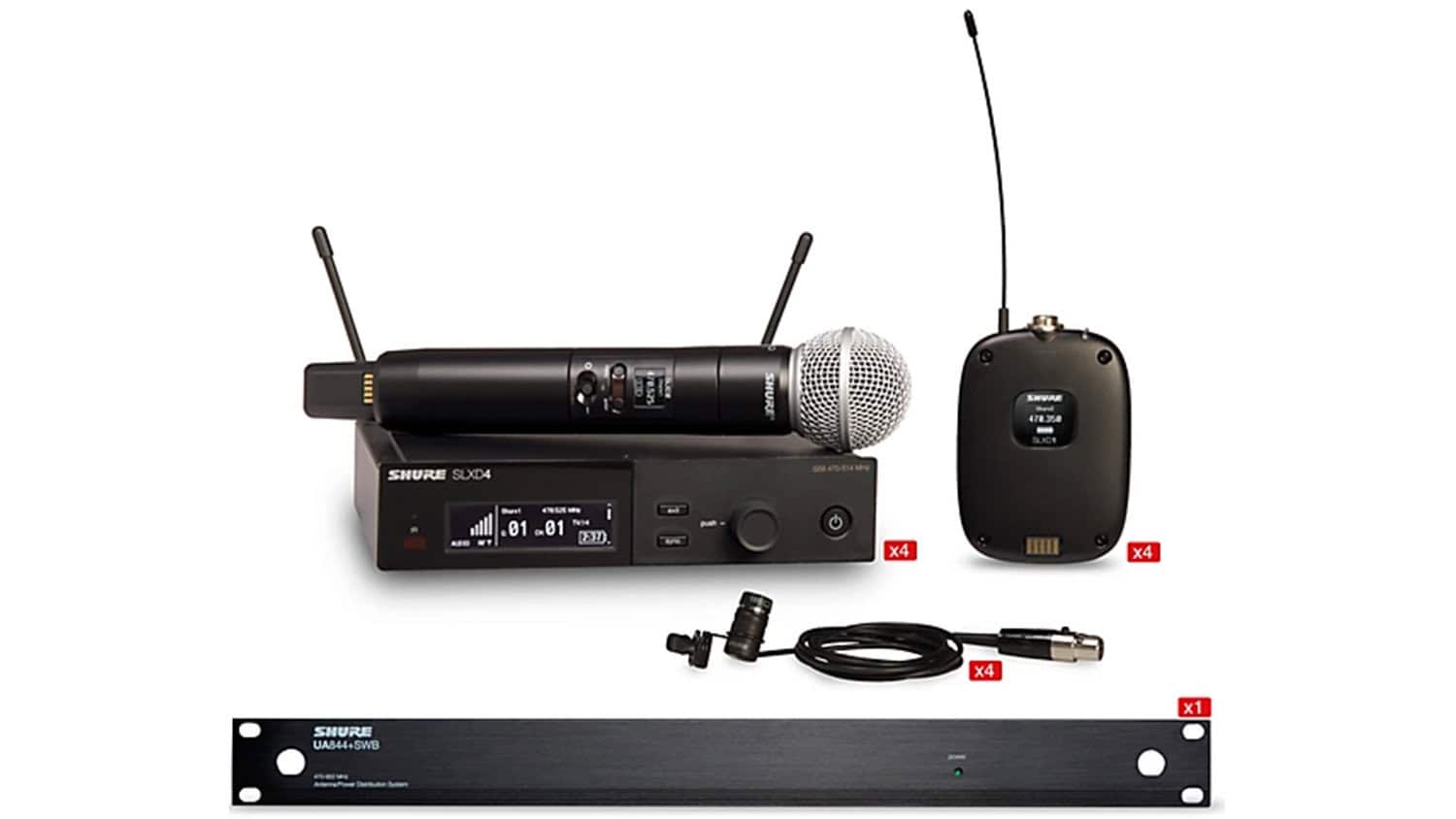 Shure SLX-D4 Combo System Wireless microphone Bundle