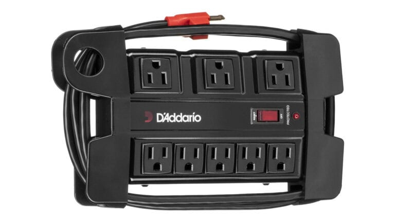 D'Addario Power Base floor power conditioner with seven outlets and cable
