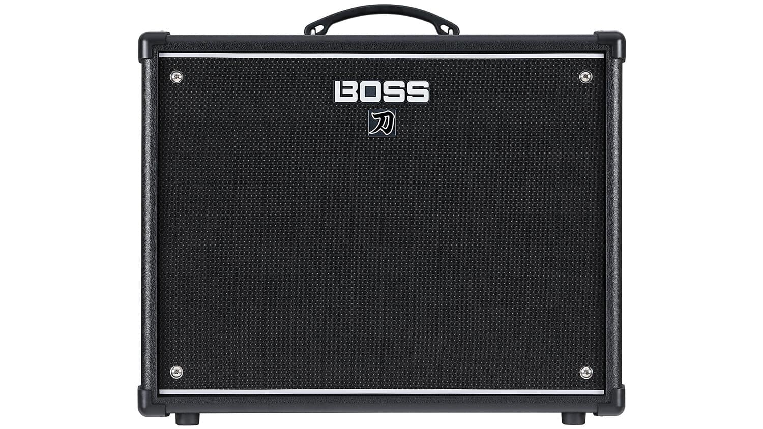 BOSS Katana Gen 3 guitar amp front shot with black tolex and grille cloth, BOSS logo, and handle